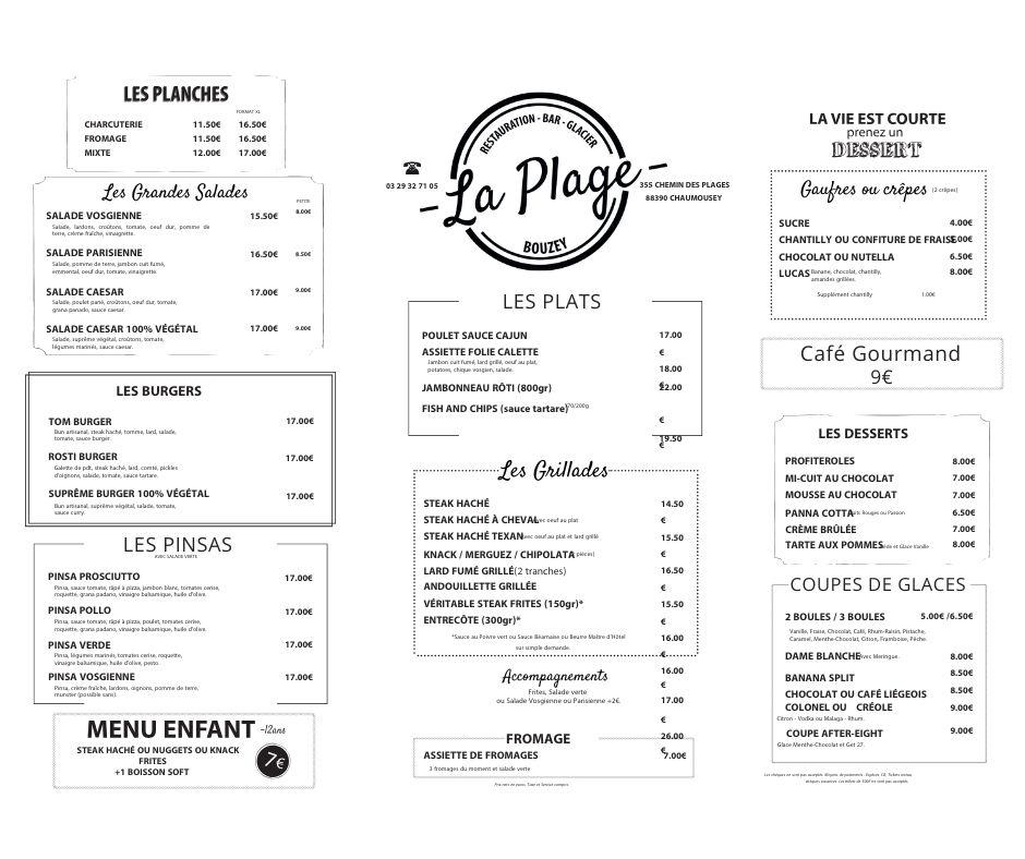 La Plage - Menu Image 1